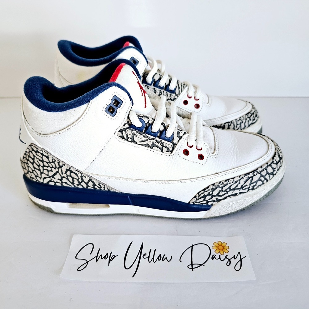 2016 Air Jordan 3 Retro OG Mid Racer White Cement Grey True‎ Blue Sz 6.5 Sh404.3